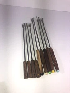 Horquillas de mango de madera para fondue MCM acero inoxidable puntas codificadas por colores 9 repuesto de colección - Imagen 1 de 4