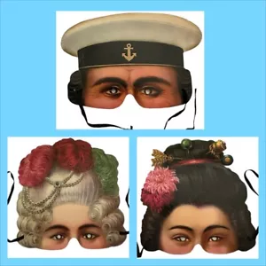 VTG Set/3 Masquerade Victorian Paper Masks Stockholms Leksaks Museum England - Picture 1 of 4