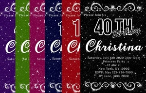 Custom Birthday Party Sweet 16 Diamond Glitter Star 20 Sets Invitation Card C-25 - Picture 1 of 8