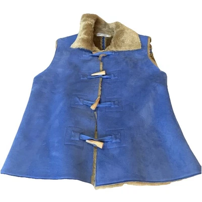 Marisa Christina Petite Vest Medium Blue Faux Fur Fall Winter Back to School - Image 1 of 4