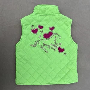 Cowgirl Hardware Brand Neon Green/Pink Rhinestone Horse Western Vest Size 4T - Picture 1 of 8