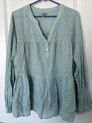 Anthropologie Dolan Light Teal Clip Punto Top Niveles Tejido Espalda Talla 2X Foto 1 de 4