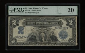 DBR 1899 $2 Silver Certificate Fr. 256 (aka porthole) PMG VF-20 Serial N50800904 - Picture 1 of 2