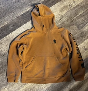 New! Youth Boy's Carhartt Pullover Logo Hooded Sweatshirt Hoodie S M L XL - Picture 1 of 3