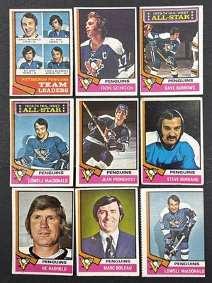 1974-75 O-Pee-Chee OPC Hockey - Lot Of 9 Cards -  Pittsburgh Penguins - Image 1 of 2