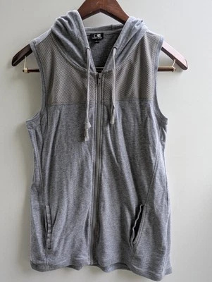 Fabletics Women’s Size Small Sweatshirt Sleeveless Zip Up Grey White Mesh - Image 1 of 4
