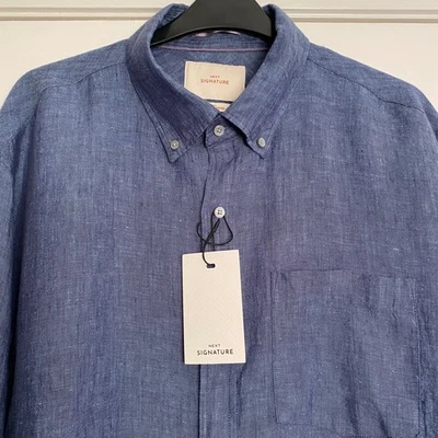 Next Signature Irish Linen Denim Colour Shirt Size XL Regular Fit  BNWT - Image 1 of 4