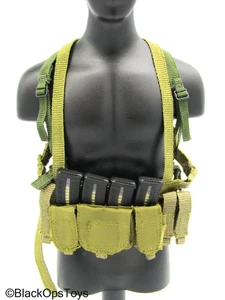 1/6 Scale Toy Tan Chest Rig w/Green Battle Belt & Mag Set - Picture 1 of 6