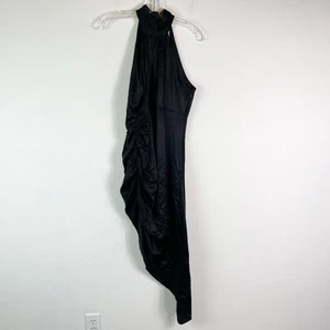 Cinq Sept NWT Women's Naya Ruched Asymmetric Silk Dress Black Size 8 - Picture 1 of 7