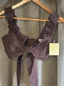 Sujetador Charlie Holiday “Diana” de lino y algodón en chocolate talla 4 nuevo con etiquetas UE 36 - Imagen 1 de 6