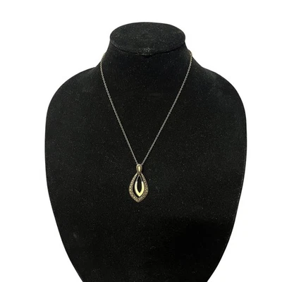Lia Sophia Gold Tone Tear Drop Pendant Necklace On The Prowl Mother Of Pearl NWT - Image 1 of 4