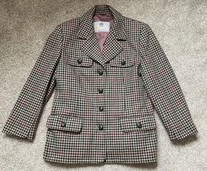 AQUASCUTUM ladies green and red dog tooth check 100% wool suit jacket size 12 - Picture 1 of 6