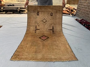 Antique Afghan Vintage Hand Knotted Wool Rug Rare Tribal Nomadic Area Accent Rug - Picture 1 of 12