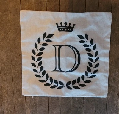 Alphabet Linen  D Monogram Linen Zip Throw Pillow Cover 18" X 18"  - Image 1 of 4