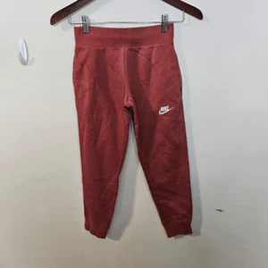 Nike Club Fleece Sportswear Sweatpants Girls Red Size XS/ 6-7 - Picture 1 of 4