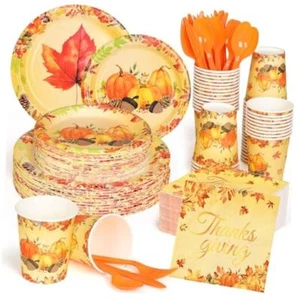 3Pcs Fall Party Dinnerware Thanksgiving Party Decoration Supplies Autumn 50 - Picture 1 of 7