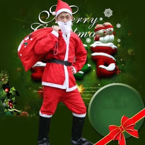 White and Red For Men Cosplay Suits Christmas Clothes Hat Santa Claus Costume - Picture 1 of 12