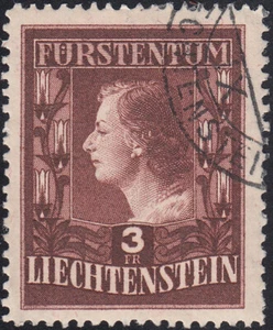 Liechtenstein 3 Fr. Fürstin Z. 12 Mi.Nr. 305 A gestempelt Mi.Wert 170 € (B380) - Bild 1 von 1