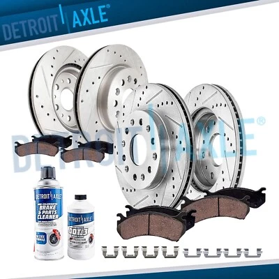 10pc Front Rear Drilled Rotors Brake Pads for 2018-2020 GMC Acadia Buick Enclave - Image 1 of 4