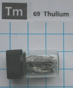 1 gram 99.9% Thulium metal pieces in glass vial element 69 sample - Picture 1 of 3