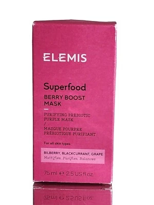 ELEMIS Superfood Berry Boost Mask Mattifying Prebiotic Face Mask 75ml SEALED - Imagem 1 de 4