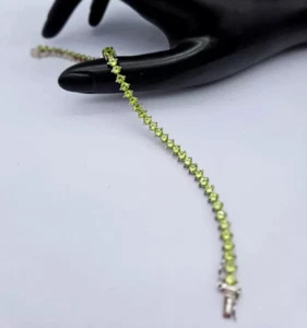 5.00 Ct Round Cut Lab Created Peridot Tennis Bracelet 14k White Gold Finish - Picture 1 of 1