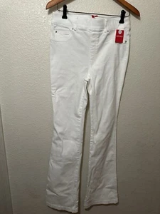 Spanx White Denim Flare Leg Pull On Elastic Waist Jeans Medium Tall NWT Q18 - Picture 1 of 6