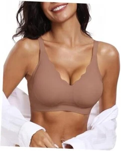 Womens Comfortable Wireless Bras Push Up Seamless Bralettes X-Large Coffee - Picture 1 of 7