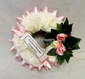 ARTIFICIAL SILK FUNERAL TRIBUTE RING WREATH FLOWER MEMORIAL ROSE MUM NAN - Picture 1 of 7