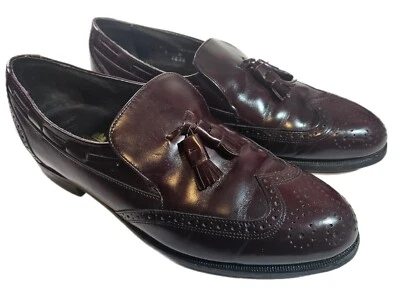 Zapatos para hombre Stafford Comfort Plus cuero marrón oscuro/expresso punta de ala borla 9D  Foto 1 de 4