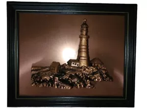 Faro de cobre de colección arte enmarcado 3D por Jager decoración náutica firmada - Imagen 1 de 9
