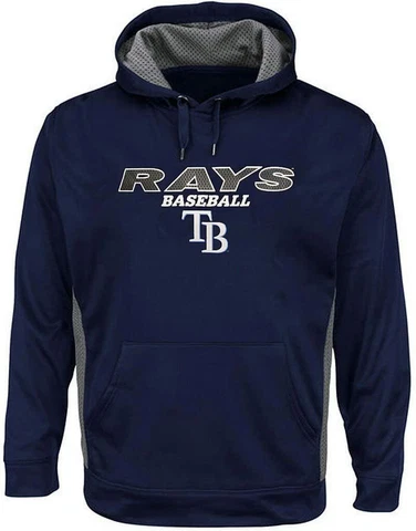 Tampa Bay Rays Mens MLB Gridiron Synthetic Hoodie Navy Blue Big Sizes Cover
