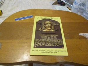 ROLAND ROLLY FINGERS AUTOGRAPHED HALL OF FAME GOLD PLAQUE POSTCARD - Picture 1 of 1