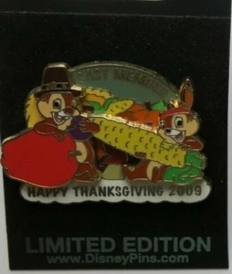 PIN DISNEY WDW DLR EXCLUSIVO ELENCO DE ACCIÓN DE GRACIAS 2009 CHIP N DALE CORN LE 1500 - Imagen 1 de 1