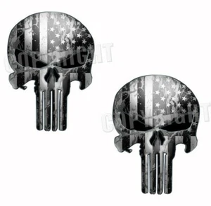 Paquete de 2 calcomanías calcomanías calavera envejecidas bandera americana tenue N - Imagen 1 de 5