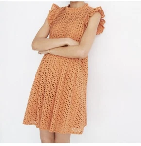 NWOT madewell pintuck mini dress burnt orange small - Picture 1 of 5