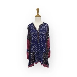Free People Shibori Tunic Mini Dress Size M Medium Blue - Picture 1 of 9