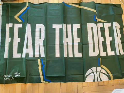NBA Milwaukee Bucks Fear the Deer Flag Game 5 Playoff SGA 4/26/23 FREE SHIPPING Cover