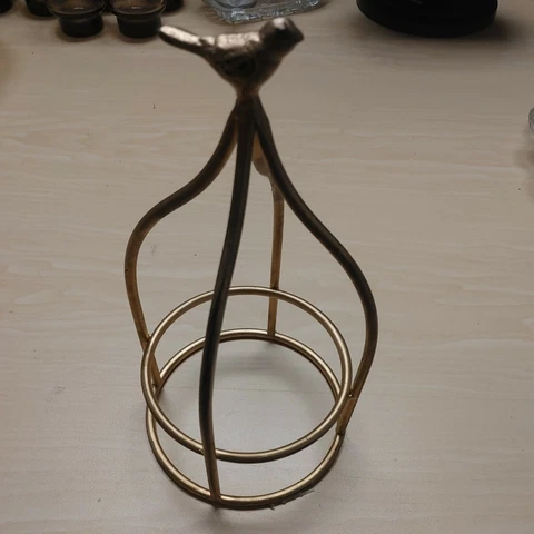Vintage Brass tone metal Bird on top Cage Cover