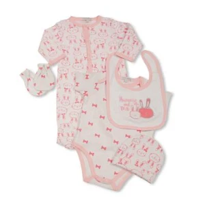 Baby Girls Clothing Layette Gift Set Pink White, Nursery Time Wholesale 6 Pack - Picture 1 of 2