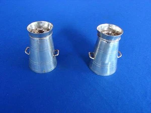VICTORIAN STERLING NOVELTY MILK CHURN SALT PEPPER SHAKERS POT 1904 CHESTER - Picture 1 of 11
