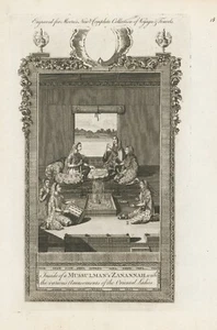 1778 Grabado de John Moore "Dentro de la zananna de un musulmán" - Imagen 1 de 2