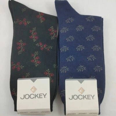 Vintage Jockey Women's Socks Blue Black Floral 4-10 Lot Of 2 New B88 - Imagem 1 de 4