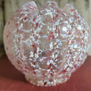 rose bowl vase ruffle top applied colors pink white lavender - Picture 1 of 9