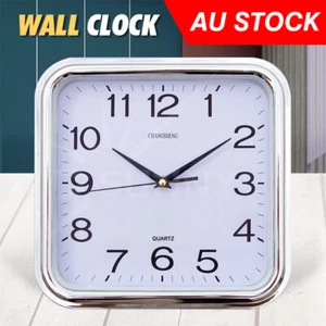 Square Wall Clock Quartz Silent Non Ticking Battery Operated 12 Inch Home Decor - Picture 1 of 5