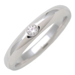 Auth HARRY WINSTON Round Cut Wedding Ring 1P Diamond PT950 Platinum Used F/S - Picture 1 of 6