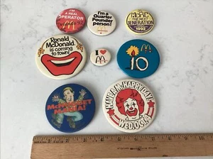 Lot of 8 McDonald's Vintage Employee Button Pinbacks USA Canada 3 1/4” Pins - Picture 1 of 4
