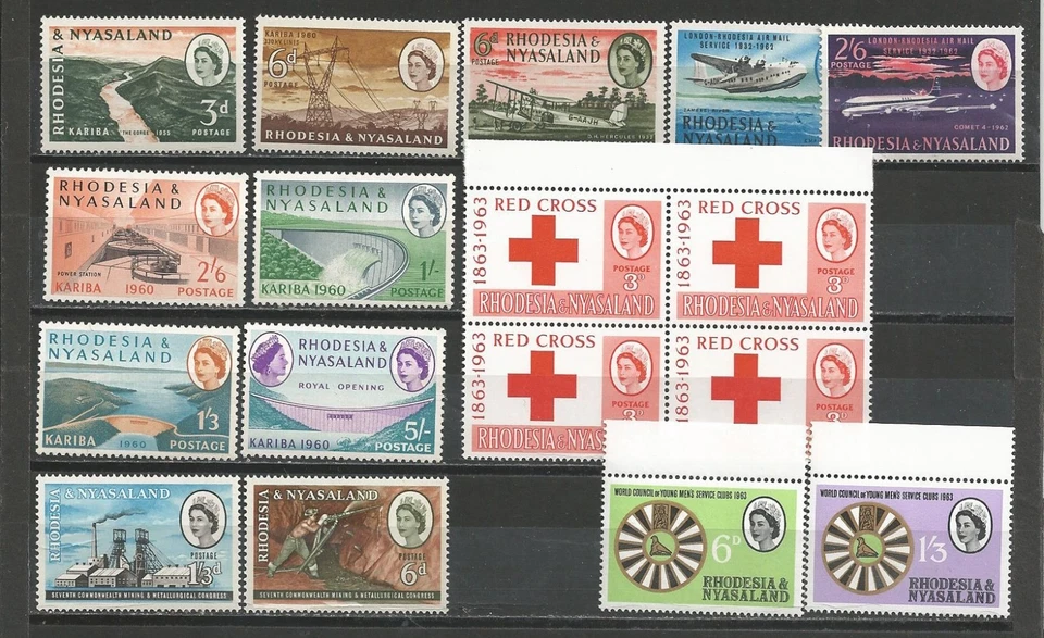 1960-3  RHODESIA  AND  NYASALAND  SC. 172-182 + 188  (x 4)  + 189/90   MNH** - Image 1 of 2
