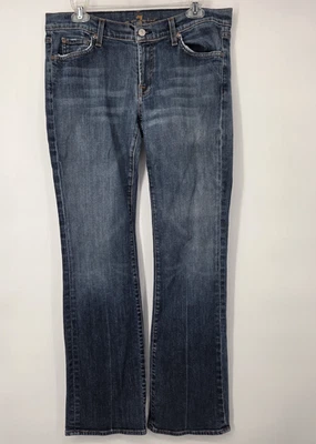 7 For All Mankind Jeans Women 32x33 Blue Medium Wash Bootcut Flare Leg Low Rise - Image 1 of 4