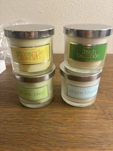 4 NEW SLATKIN SCENTED CANDLES SHORE BREEZE PEAR PINEAPPLE BAMBOO 4 oz RARE - Picture 1 of 6
